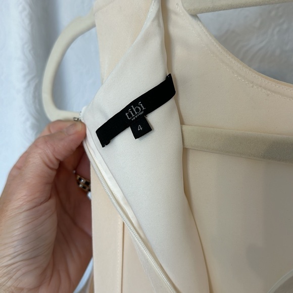 Tibi New York Silk Sleeveless Ivory Minidress with Cape Overlay - Picture 6 of 8